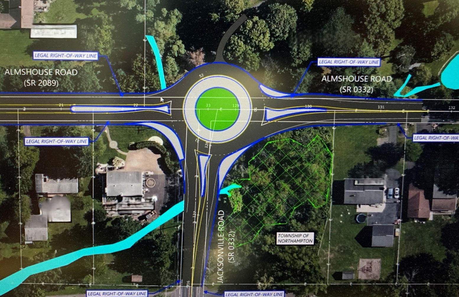 Jacksonville and Almshouse Road Roundabout