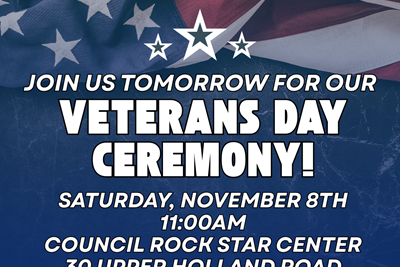 Join us TOMORROW for our Veteran's Day Ceremony at 11:00am!
