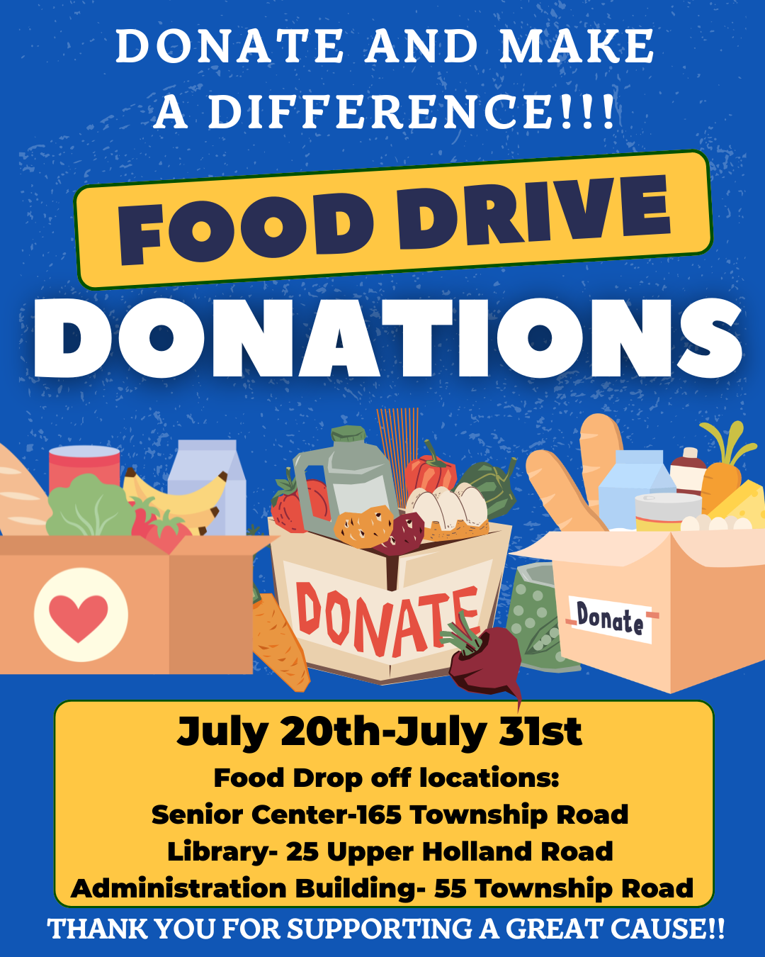 Food Drive Donations Happening July 20th–31st–See All Donation Locations Below!