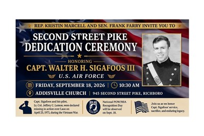 Second Street Pike Dedication Ceremony Honoring Capt. Walter H. Sigafoos III
