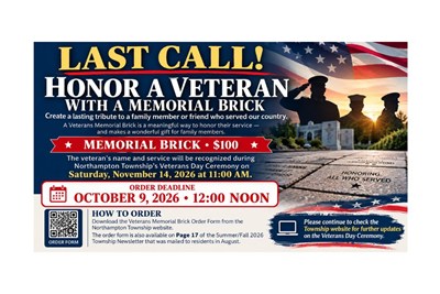 Last Call to Order a Veterans Memorial Brick