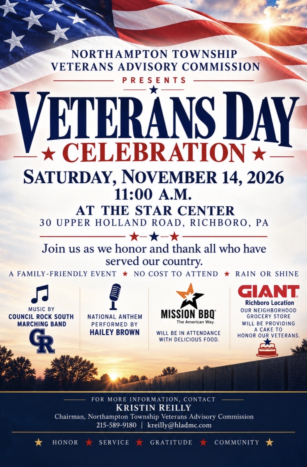 Join us on Saturday, November 14th for our Veteran's Day Celebration